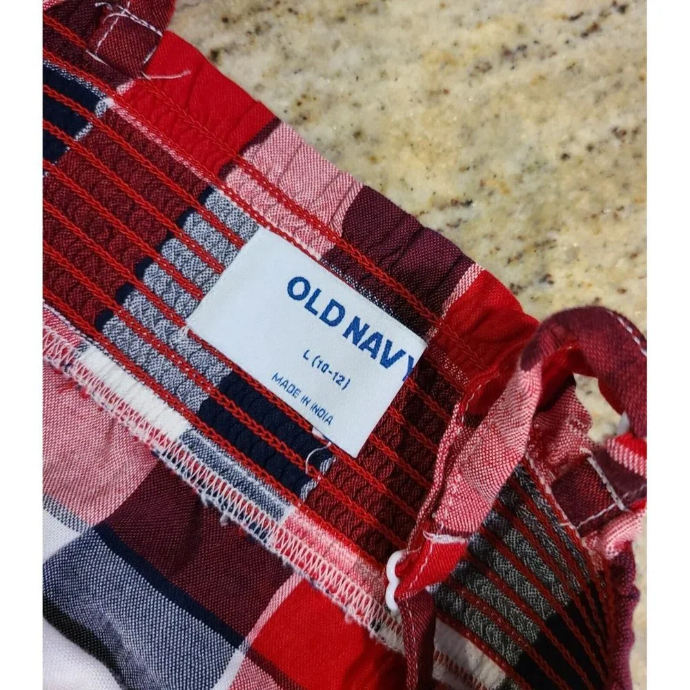 Old Navy Girls Red White Navy Plaid Spaghetti Strap Shorts Romper Size L